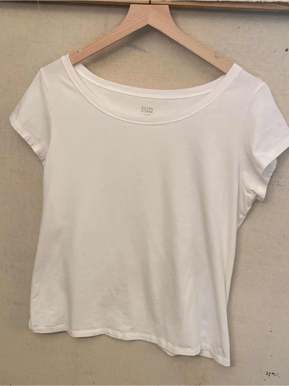 EILEEN FISHER Women’s White Scoop Neck Tee, Size XL - Picture 2 of 5